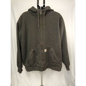 Carhartt Men's Grey Fleece Lined Zip-Up Hoodie Jacket Size 2XL